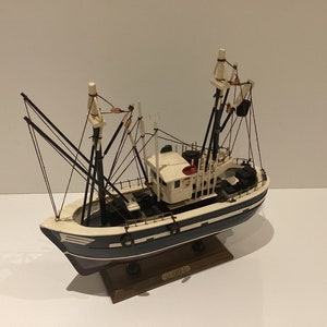 Handmade Wooden Fishing Boat (1970s) Collectible