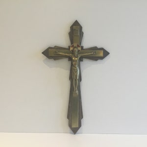 Crucifijo Art Déco grande (década de 1930) fabricado en Francia