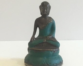 インドの仏像 - アンティーク ガンダーラ スタイル ブロンズ 教えの