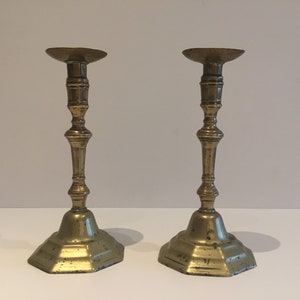 Antique Brass Georgian Chamberstick/ 1700-1800 Brass Candlestick 