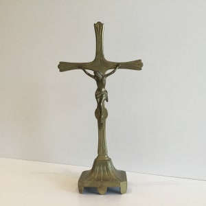 Antique Brass Catholic Crucifix (1900s)