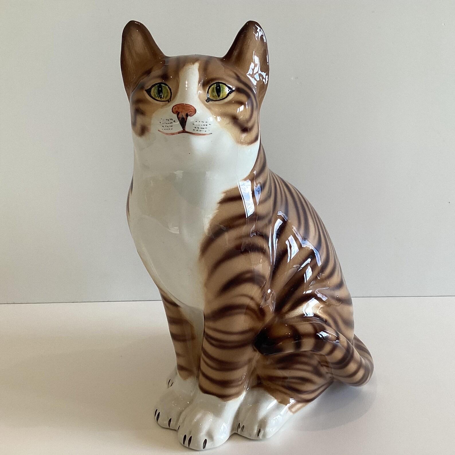 レアMinou-ettes by C. Pradalie - 1985 Cat Vintage Porcelain Cat [1970s] Ronzan Italy, Lenci Style Figurine