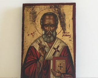 Icône Orthodoxe (années 50) Saint Nicolas Origine Grèce