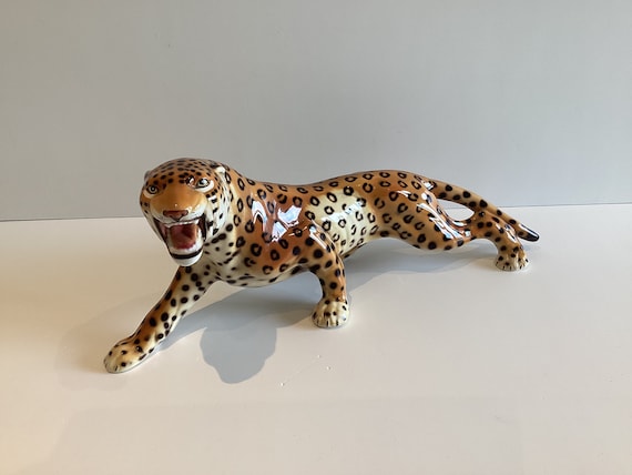 イタリア製 ヒョウ 豹 陶器 置物 レオパード アニマル インテリア オブジェ イタリア製 ヒョウ 豹 陶器 置物 イタリア製 ヒョウ 豹 陶器 置物