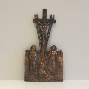 Crucifix In Copper-Plated Metal (1940s)