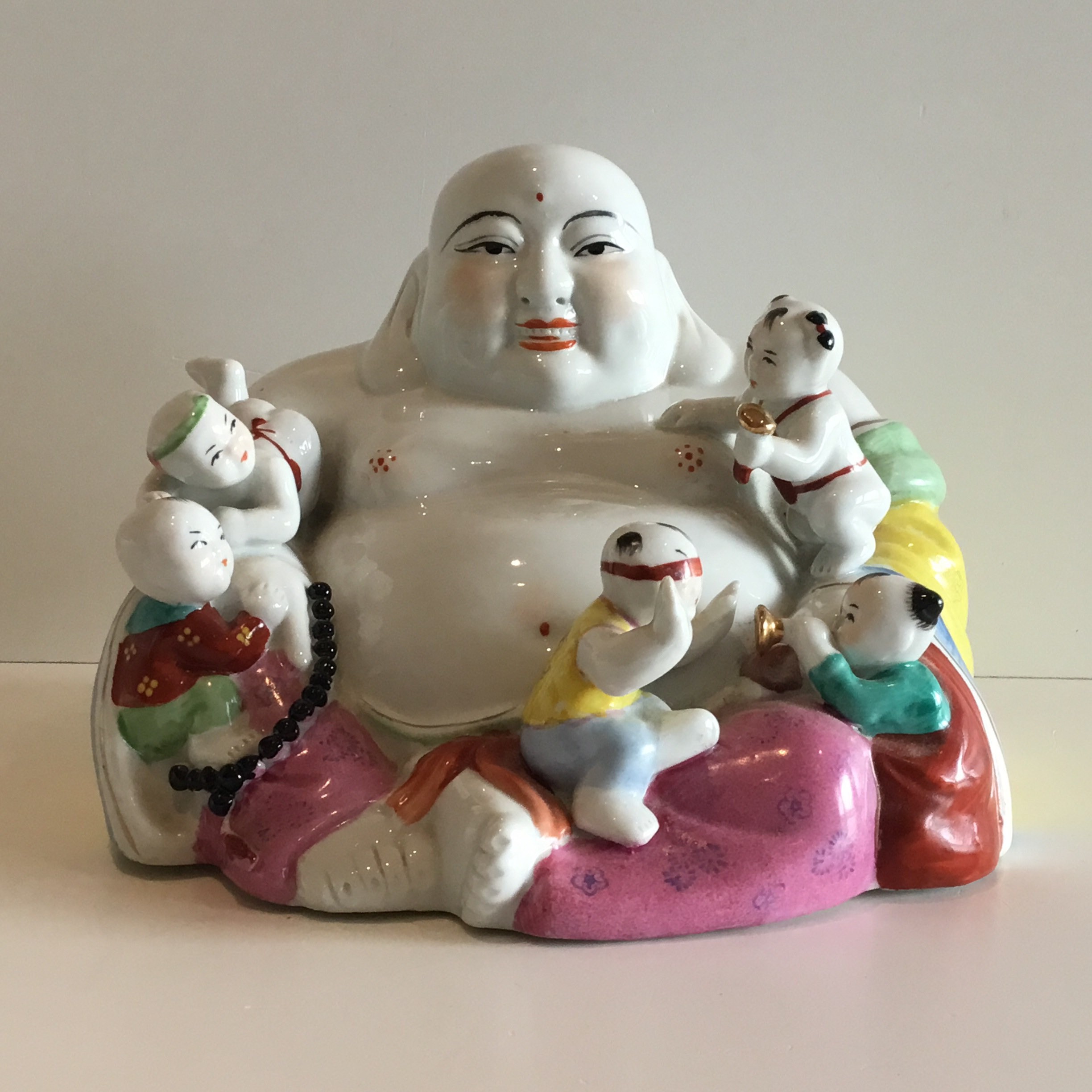 Vintage Porcelain Buddha | 1950s Chinese Laughing Buddha With