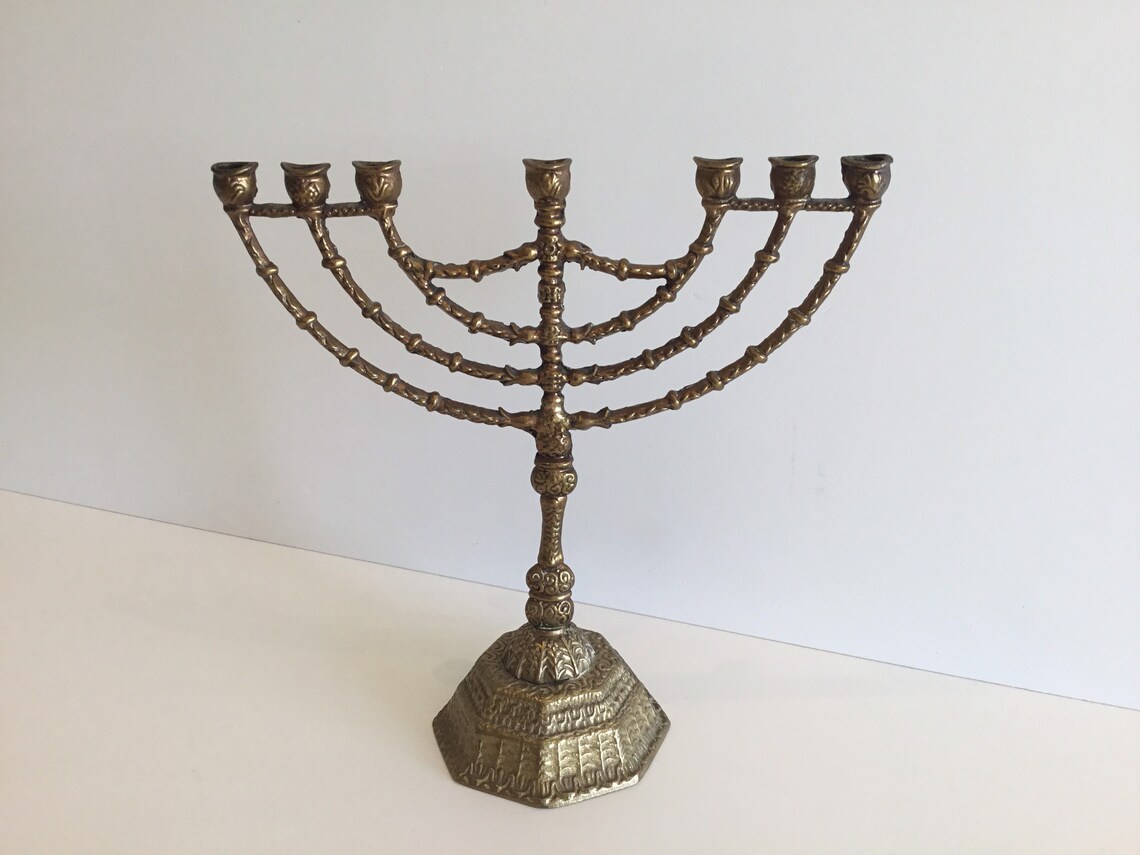 Antique Bronze Hanukkah Menorah 1950s Made in Israel Etsy