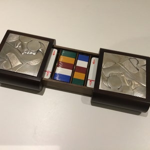 Speldoos compleet met kaarten en penningen (jaren 50) Ottaviani, made in Italy