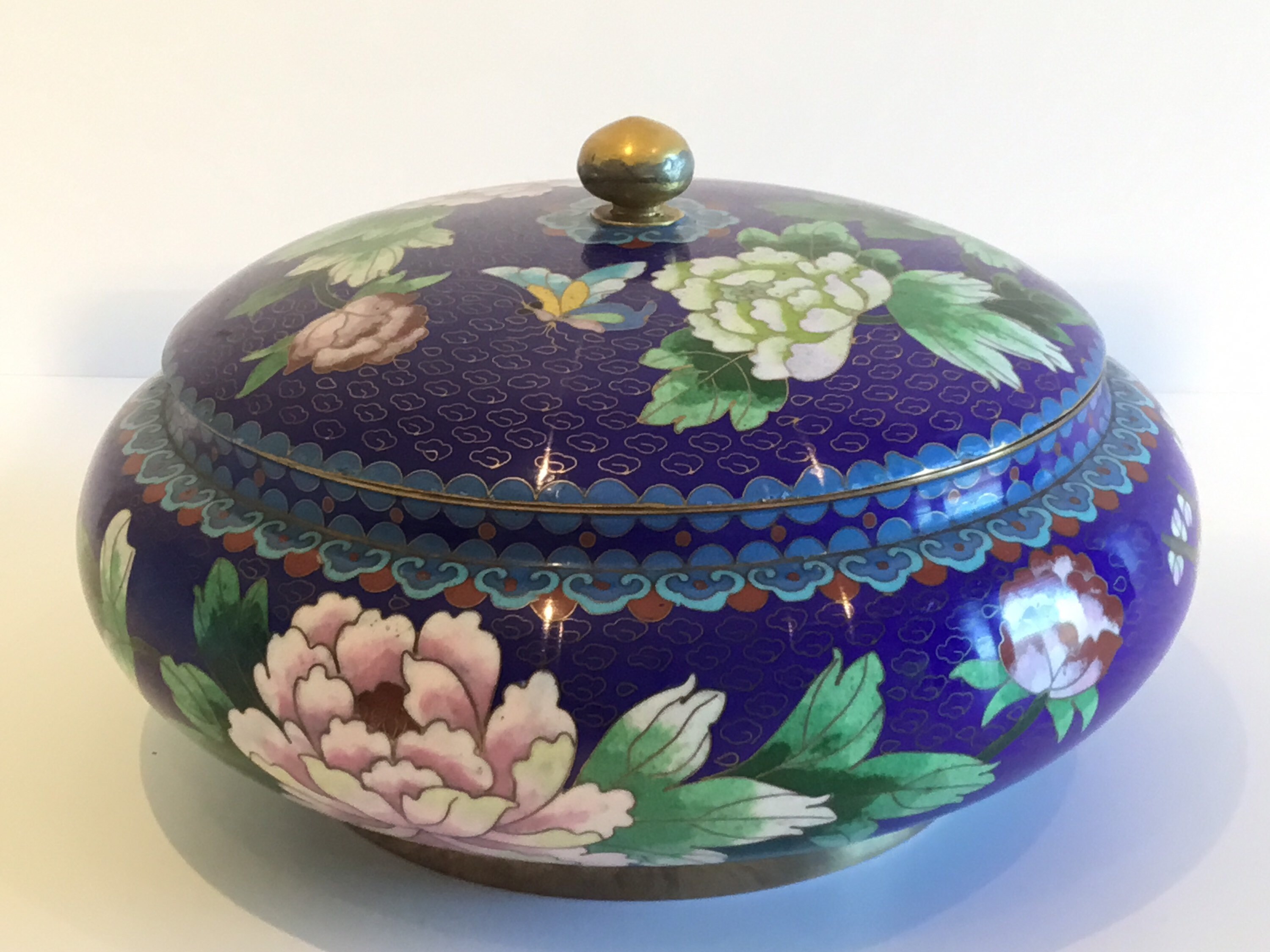 Chinese Cloisonné Lidded Bowl 1910s Etsy