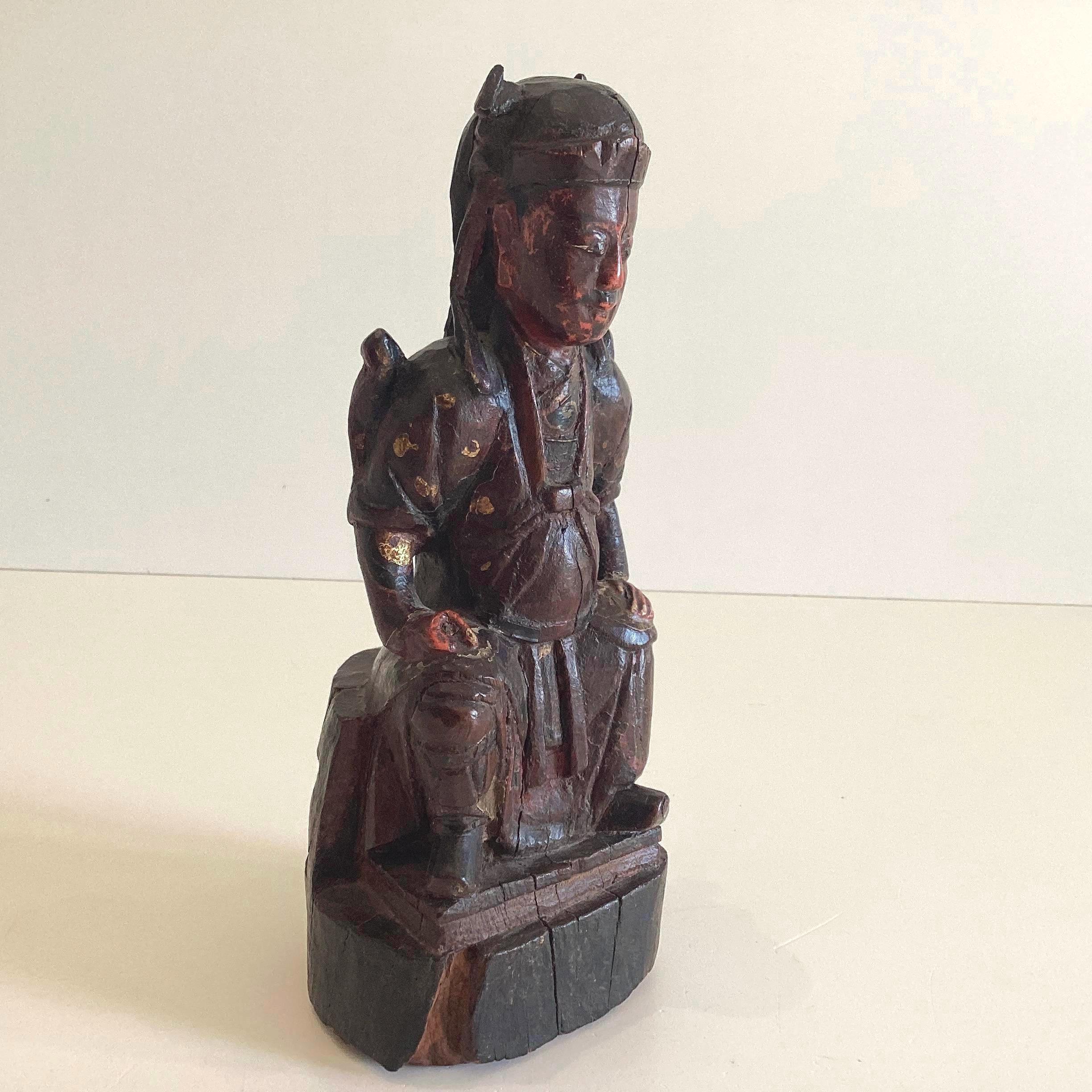 アンティーク木製像 | 明代1600年代の中国彫刻、高官座像 - Etsy 日本