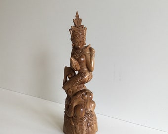 Asian Wooden Sculpture (1940s) Rare Divinity