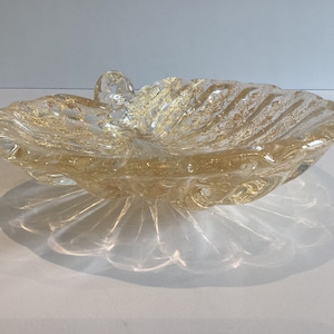 Vintage Murano-glas | Tillskrivet Barovier & Toso 1950-tals snäcka, mittpunktsdekoration i bladguld