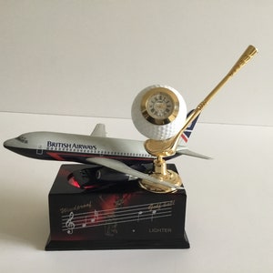 Rare Clock Golf Club Music Box (1980s) Boeing 707 British Airways