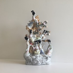 Large Chinese Porcelain Sculpture With Geishas (1960s)