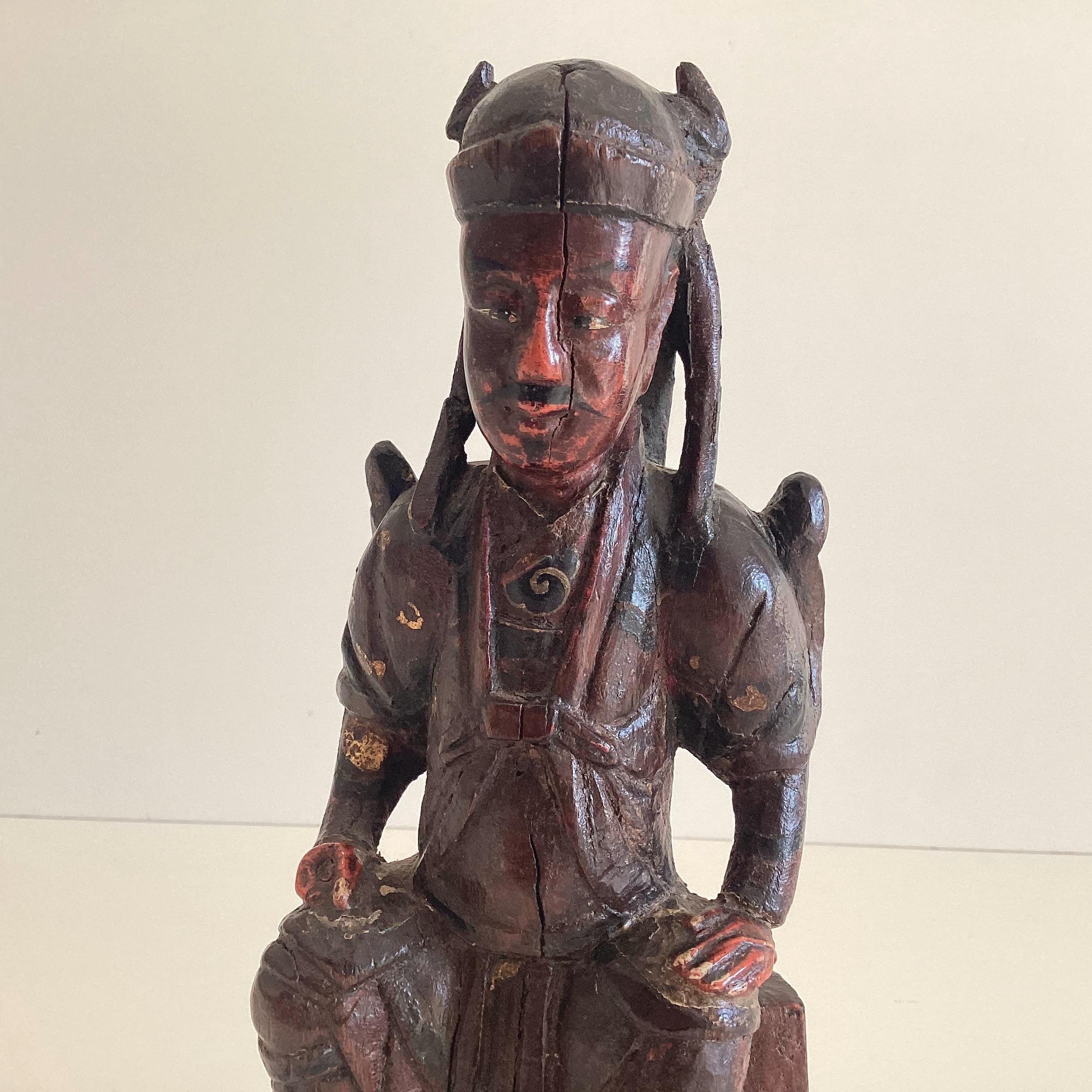 アンティーク木製像 | 明代1600年代の中国彫刻、高官座像 - Etsy 日本