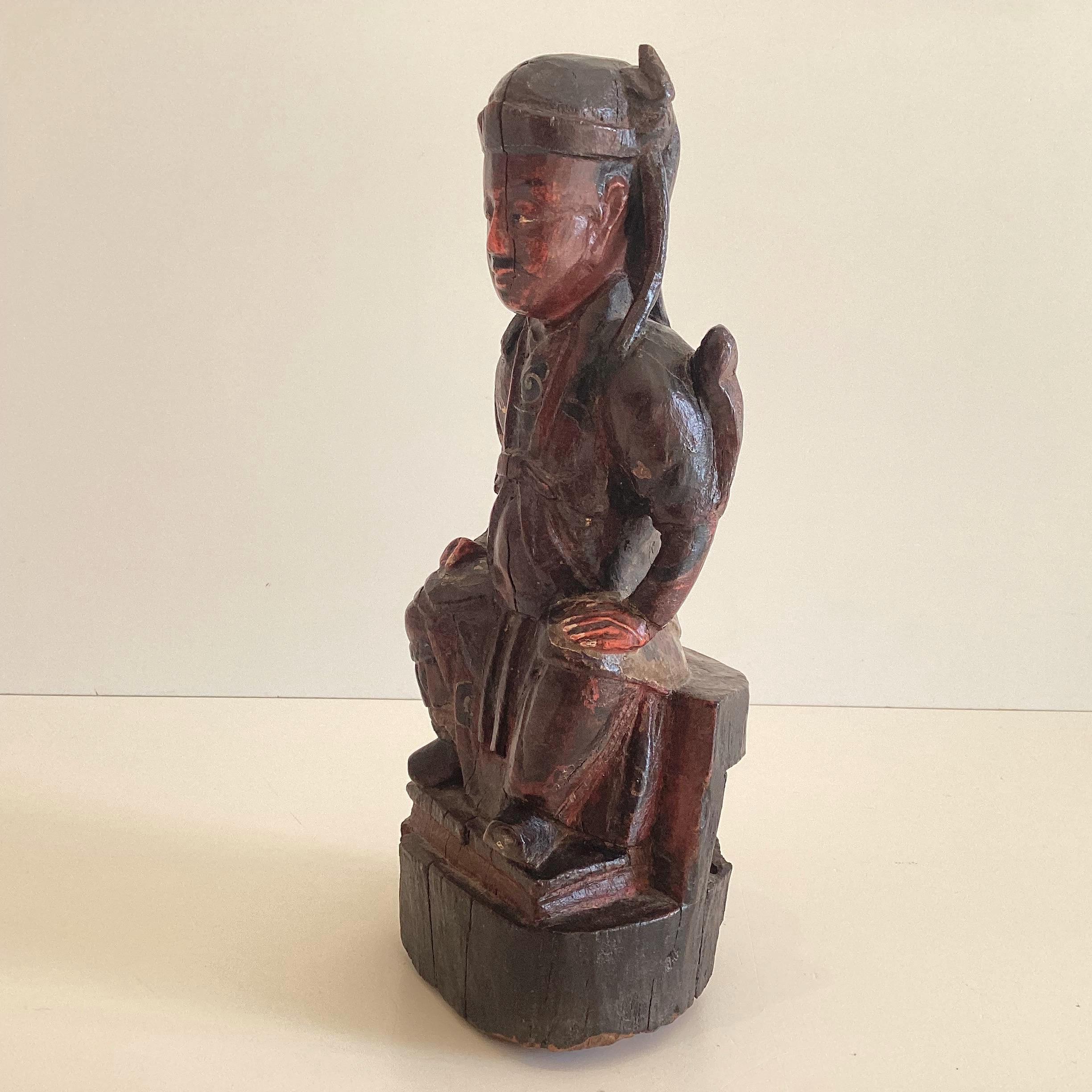 アンティーク木製像 | 明代1600年代の中国彫刻、高官座像 - Etsy 日本