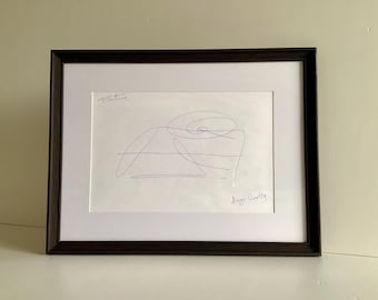 Abstract tekeningkunstwerk | Casella-Pc-1954 'Futuro'-inkttekening ondertekend eigentijds ontwerp