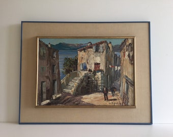 Landscape Painting | Vintage French Oil on Canvas, Louis Vigon Signed Corsica 1950s