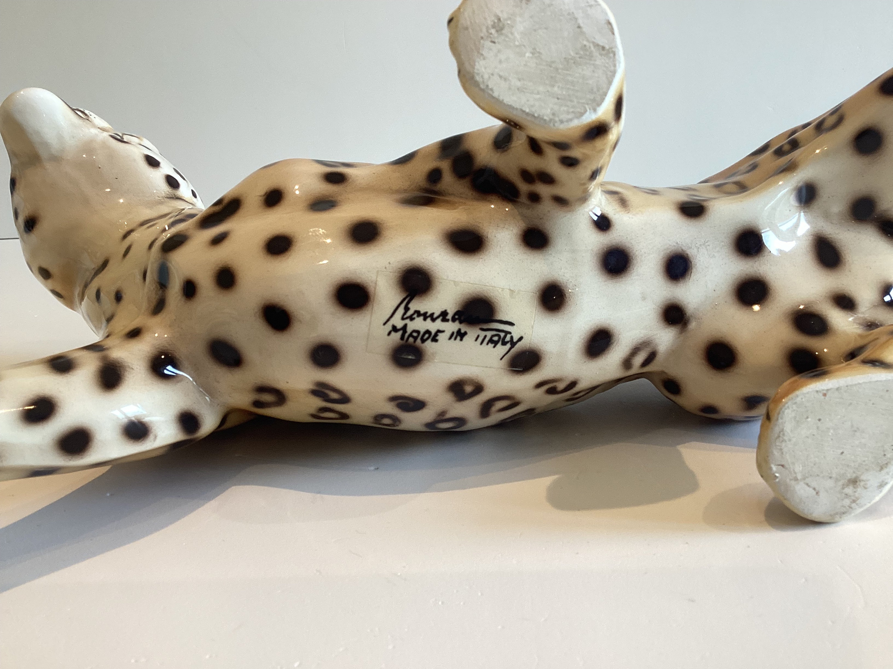 Vintage Ceramic Leopard | Giovanni Ronzan Lenci School, Italian