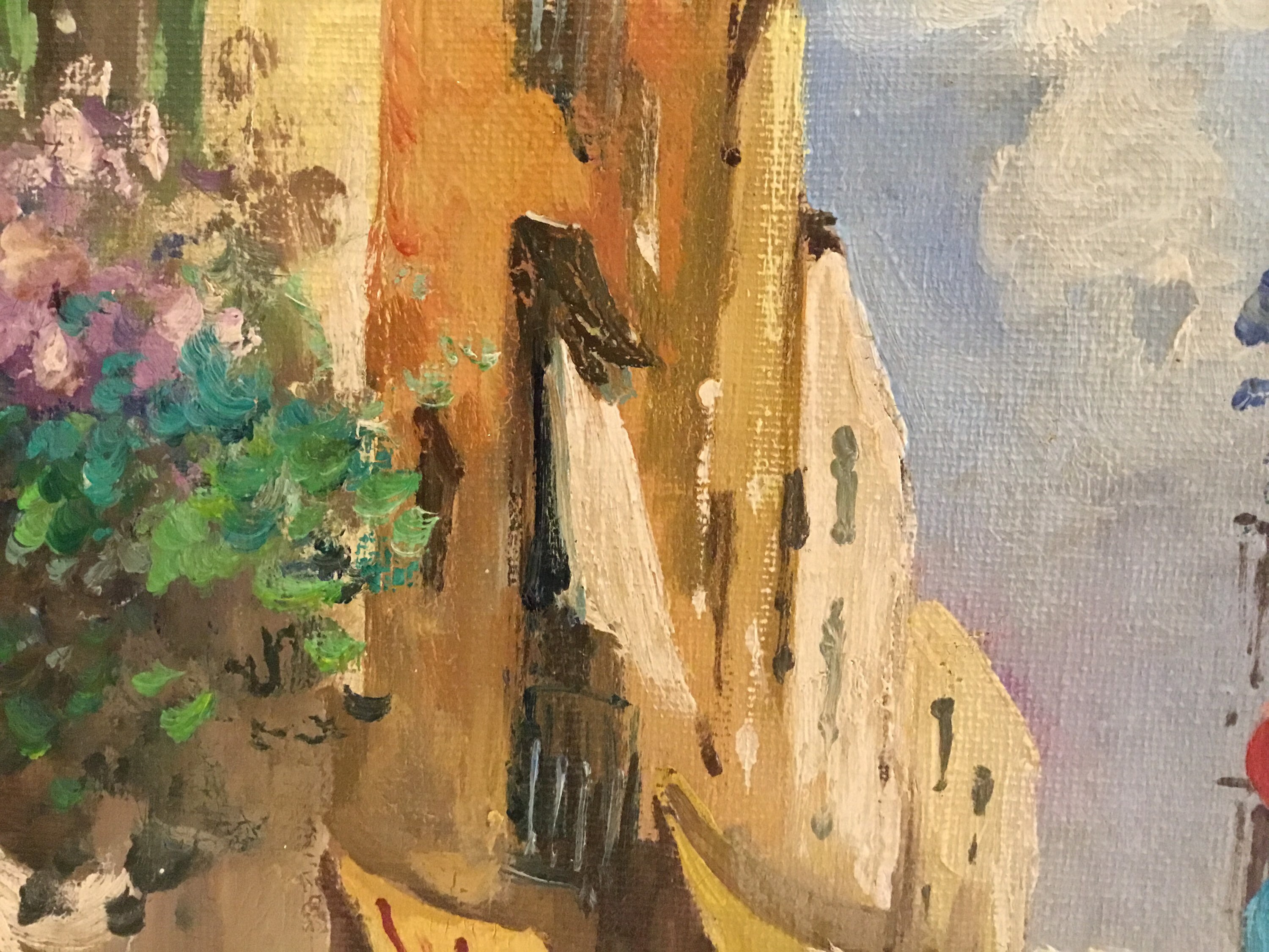 ヴィンテージイタリア絵画 | 1930年代のナポリ市場の風景、M. Di Leo作