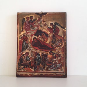 Orthodox Icon (1950s) The Birth Of Jesus Origin Greece