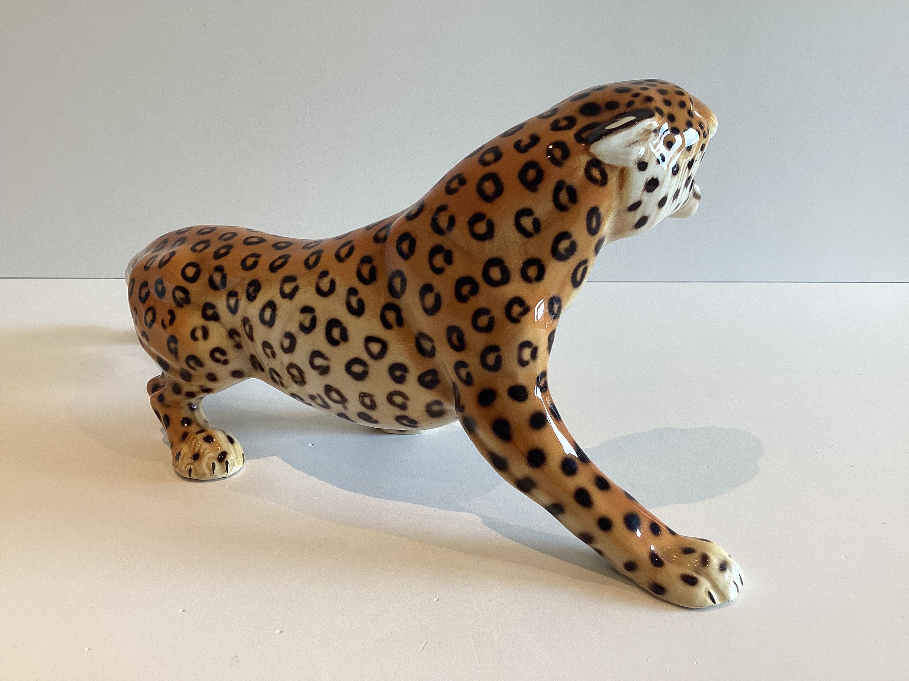 Vintage Ceramic Leopard | Giovanni Ronzan Lenci School, Italian