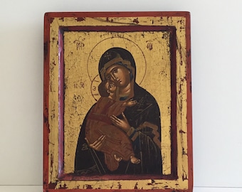 Vierge à l'enfant (années 30) Icône Orthodoxe Origine Grèce