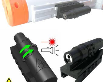 Laser Aim Point & Lamp for Nerf guns. Tactical rail accessories. Color: black