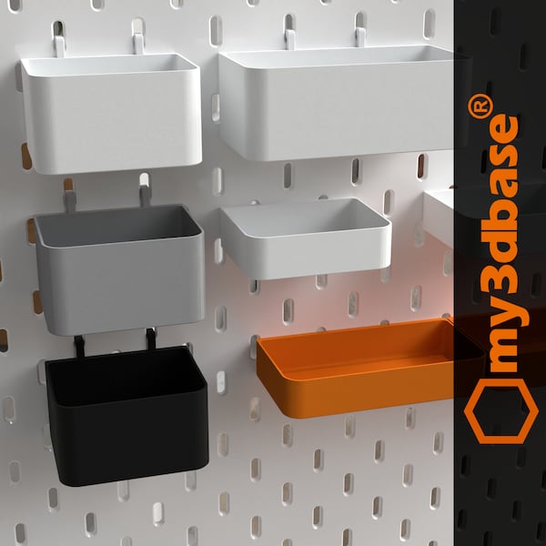 Storage box for skadis pegboard, several sizes and colors