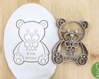 Diameter 5-10cm Teddy with heart/Be my valentine/i love you/i am yours/ Biscuit stamp /  cookie cutter  Ausstechform Keksausstecher