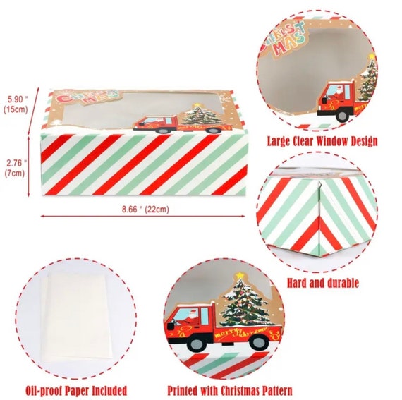 SUPERLELE Weihnachts-Plätzchenboxen – 18 Stück Mit Fenster, 21,1x15x9,4 Cm, Für Kekse, Cupcakes & Geschenke