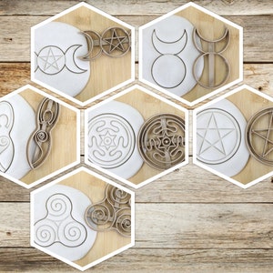 Diameter 5-10cm Spiral Goddess Set(6pcs)/Triple Goddess/Triple Spiral/Pentacle/Horned God/Hecates circle  Cookie cutter Cookie Cutter