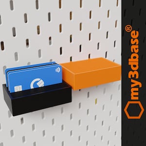Credit card holder (14 slots) for Ikea skadis pegboard or desk, several colors