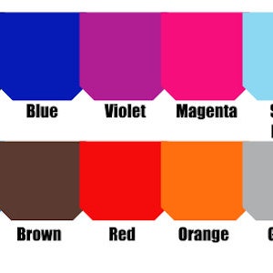 Puede incluir: Una carta de colores con 18 colores diferentes, incluyendo amarillo, blanco perla, negro, azul, violeta, magenta, azul cielo, oro, verde militar, plata, verde, azul claro, marr&oacute;n, rojo, naranja, gris, azul hielo y blanco azulado.