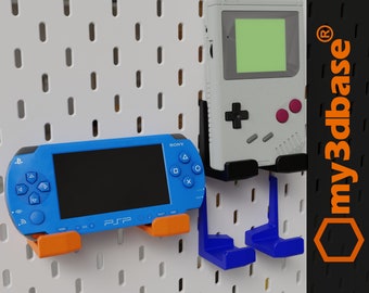 Gameboy (R)/ PSP (R) pegboard mount **my3dbase** compatible with IKEA skadis/UPPSPEL pegboard