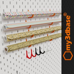 Roll holder for gift wrapping paper compatible with IKEA skadis pegboard (set, 2 hooks)
