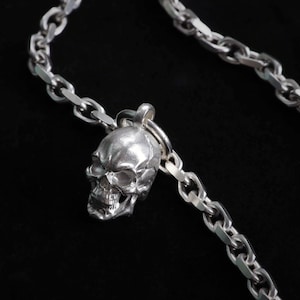 Skull Necklace Pendant, Sterling Silver Gothic Pendant, Skull Handmade Pendant, Jewelry 925 Silver, Necklace Charm for Men and Women, Gift