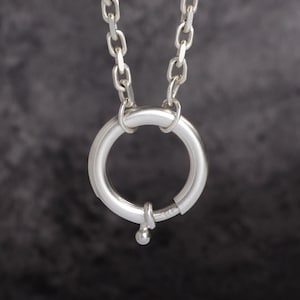3mm Sterling Silver Spring Clasp Cable Chain, Silver Clasp Cable Necklace, Anchor 925 Silver Necklace and Bracelet, Mens Chain, Gift