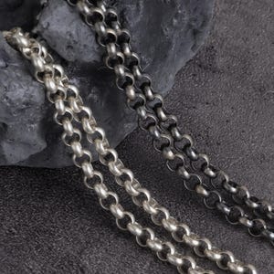 7mm Rolo Chain Oxidized Sterling Silver Belcher Necklace for Men