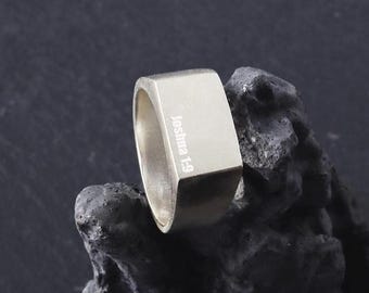 Personalized Sterling Silver Signet Ring for Men Custom Engraved Silver Jeweley
