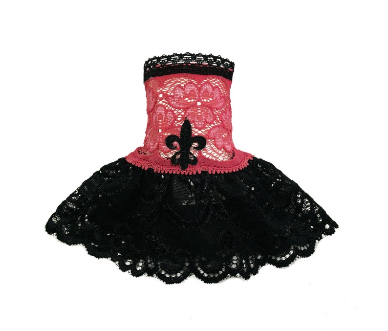 Cuffs small cuffs black pink swinging skirt with French lily fleur-de-lys image 2
