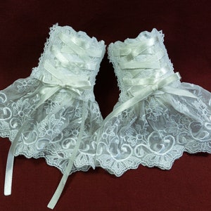 small elegant wedding cuffs with decorative lacing lolita light shine all sizes image 2