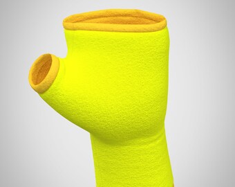 gloves fingerless pulse warmer jersey neonyellow + lining edging chooseable sizes XXS-XL