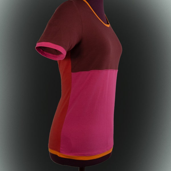 Jersey Shirt Nikita | rot pink orange bordeaux | Variation Farbkombi 1 | Größen 34-46