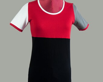 Jersey Shirt Nikita | red black white mouse gray | Variation color combination 1 | Sizes 34-46