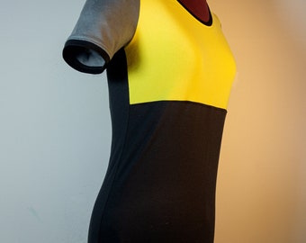 Jersey Shirt Nikita | lemon yellow dark gray mouse gray black | Variation color combination 1 | Sizes 34-46