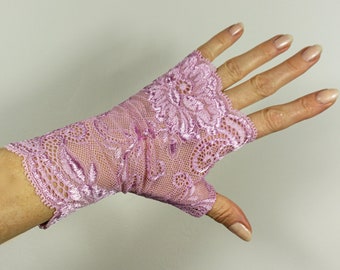 Pulse warmer hand jewelry | Gloves fingerless color lilac with shine size. M