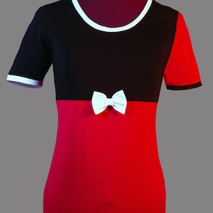 Shirt Nikita ladies or children black red white jersey cotton jersey with or without bow