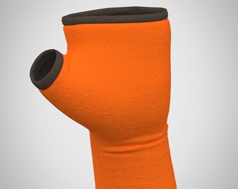 Pulswärmer Handschuhe fingerlos Jersey orange + Futter Paspel + Größe wählbar XXS-XXL