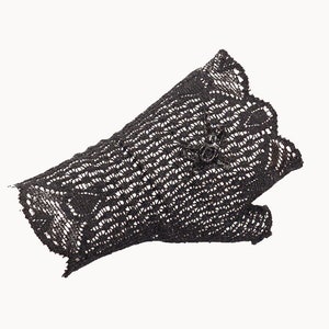 kurze Handschuhe ohne Finger schwarz gothic-rose punk